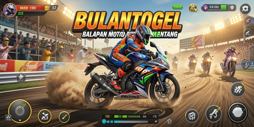 Screenshot gameplay BULANTOGEL yang penuh aksi balapan motor.