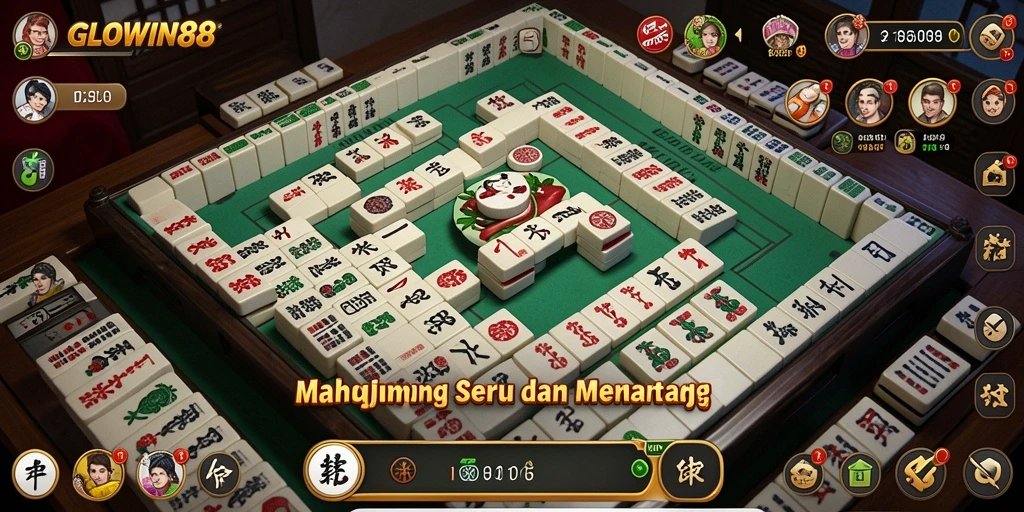 Tampilan gameplay seru dalam GLOWIN88, menampilkan papan Mahjong.