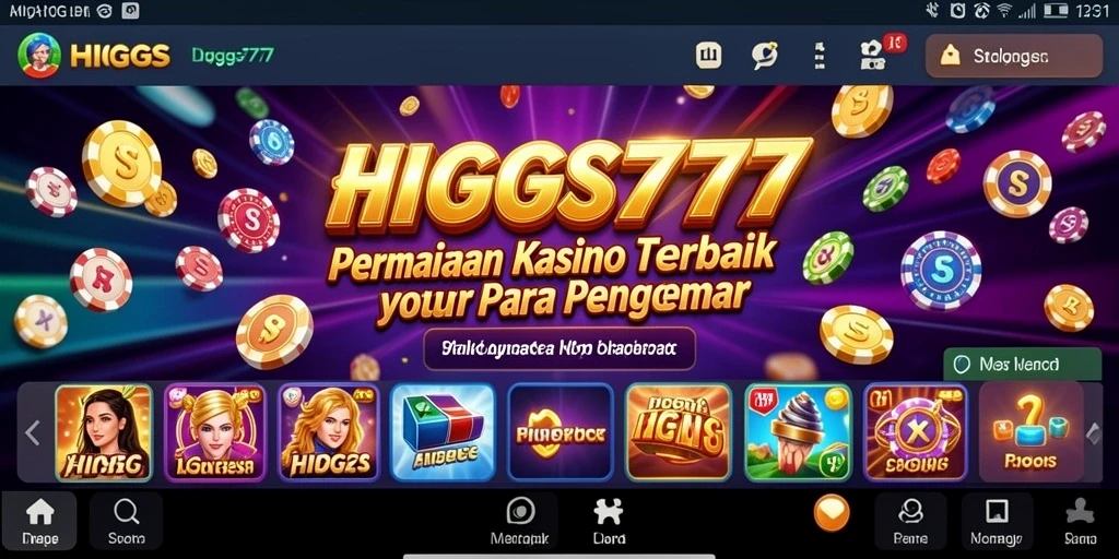Tampilan gameplay HIGGS777 menunjukkan keseruan permainan Kasino yang menarik.