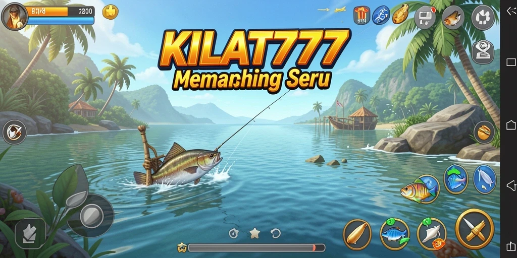 Tampilan screenshot KILAT777 menampilkan pemain yang sedang memancing di laut.