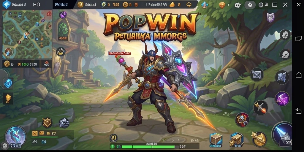 Tampilan gameplay <strong>POPWIN</strong> dengan suasana petualangan MMORPG yang menakjubkan.