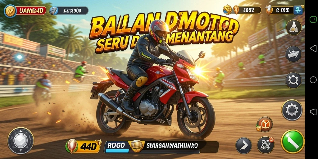 Gameplay UANG4D yang menampilkan balapan motor yang penuh aksi.
